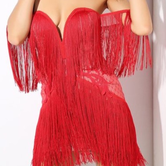 Dresses & Skirts - Customized Red Fringe Tassel Dress